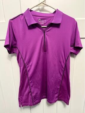 Peter Millar Women's polo performance purple golf shirt size Large UPF 50+